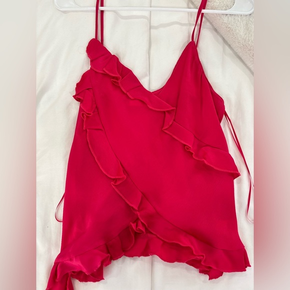 Women's pink Ruffle Top - Picture 2 of 5